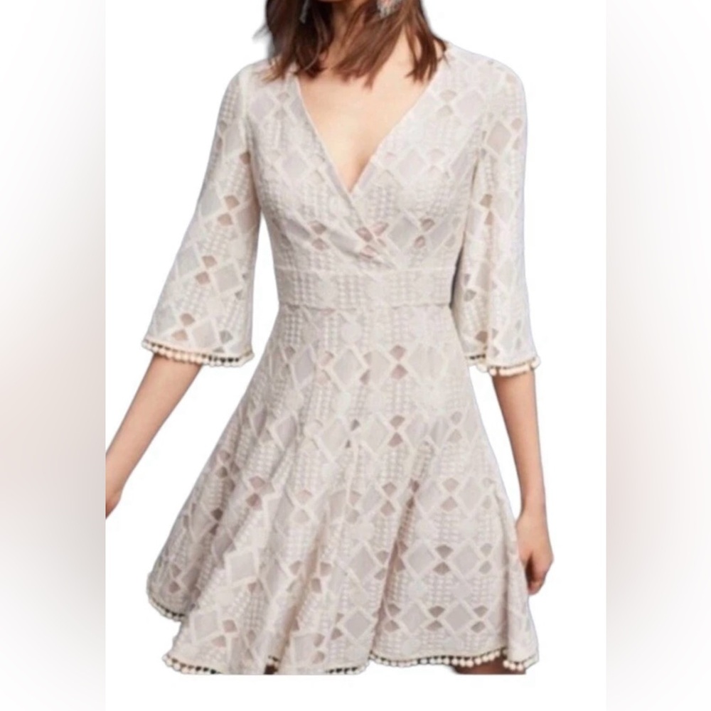 Eliza J Cream Bell Sleeve Wrap Dress